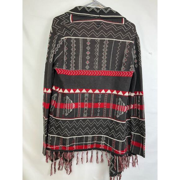 Billabong Women Small Gray/Red Southwestern Boho Open Front Cardigan - Picture 5 of 5